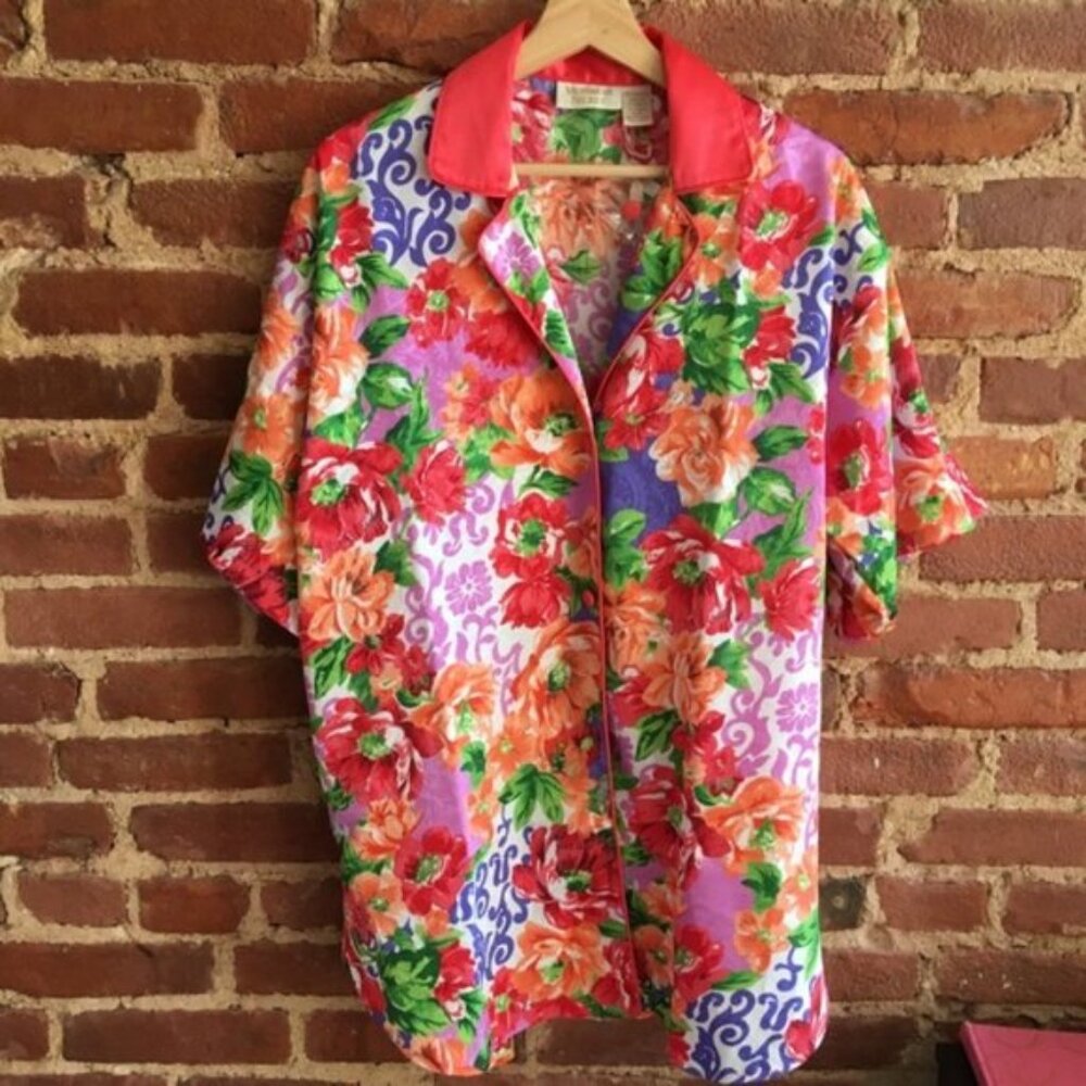 Victoria's Secret VTG Gold Label Sleepshirt Size Small Floral
